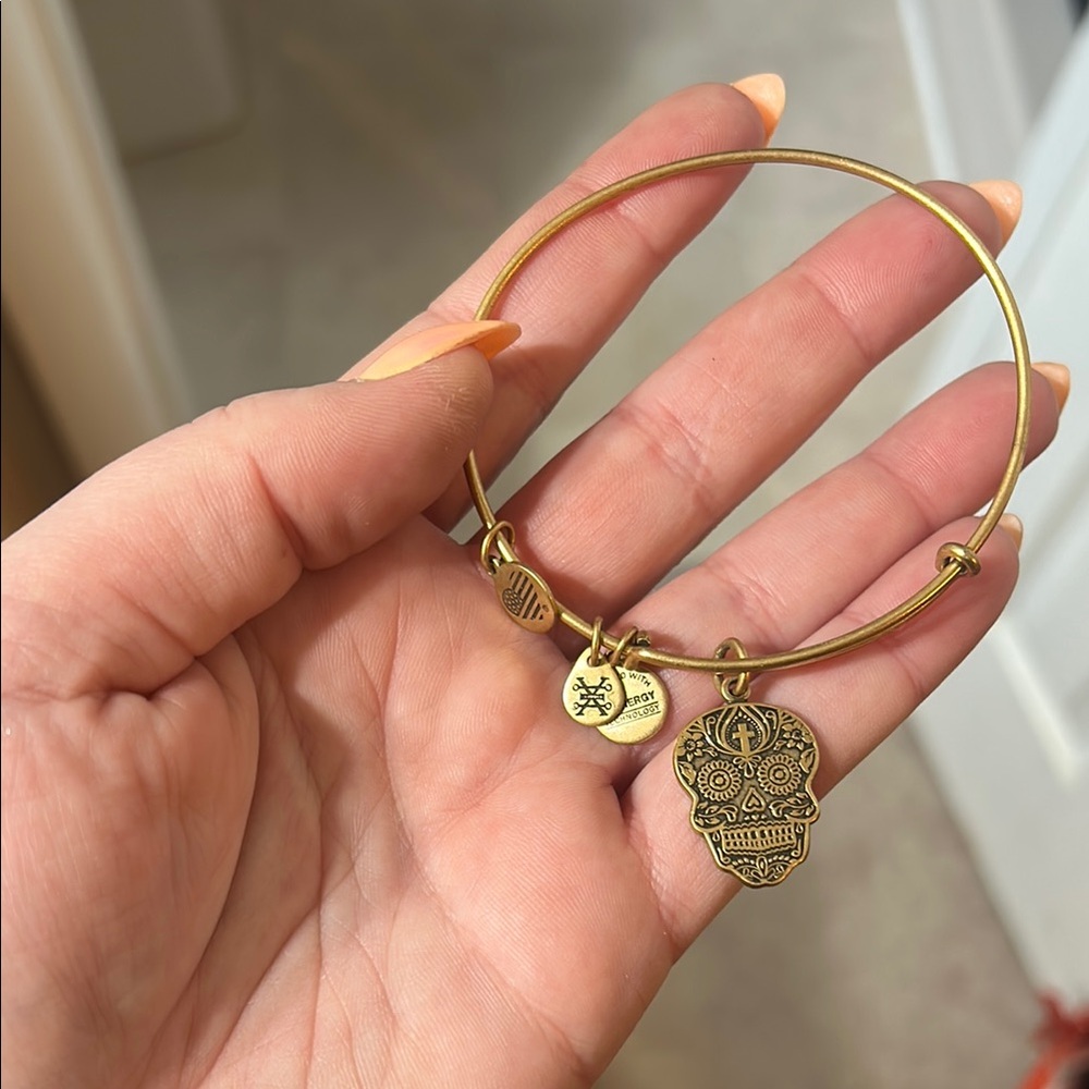 Alex & Ani rose Gold Skull Charm Bracelet